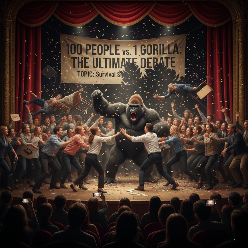 100 People vs 1 Gorilla Debate Meme